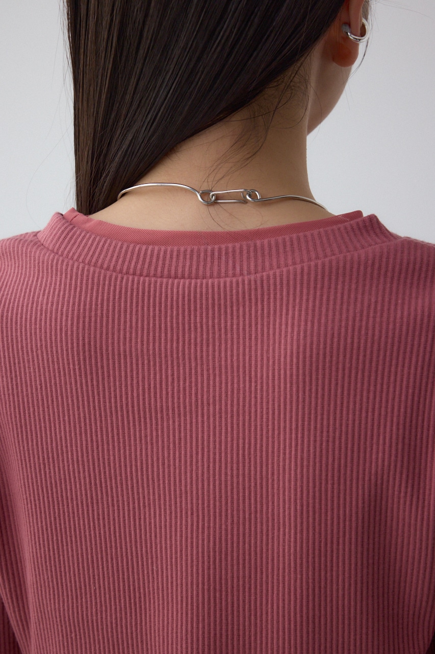 シアーネックリブトップス D/PNK FREE