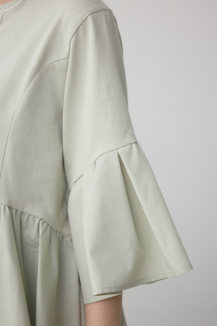 タックスリーブ半袖デザインカットトップス L/GRN FREE