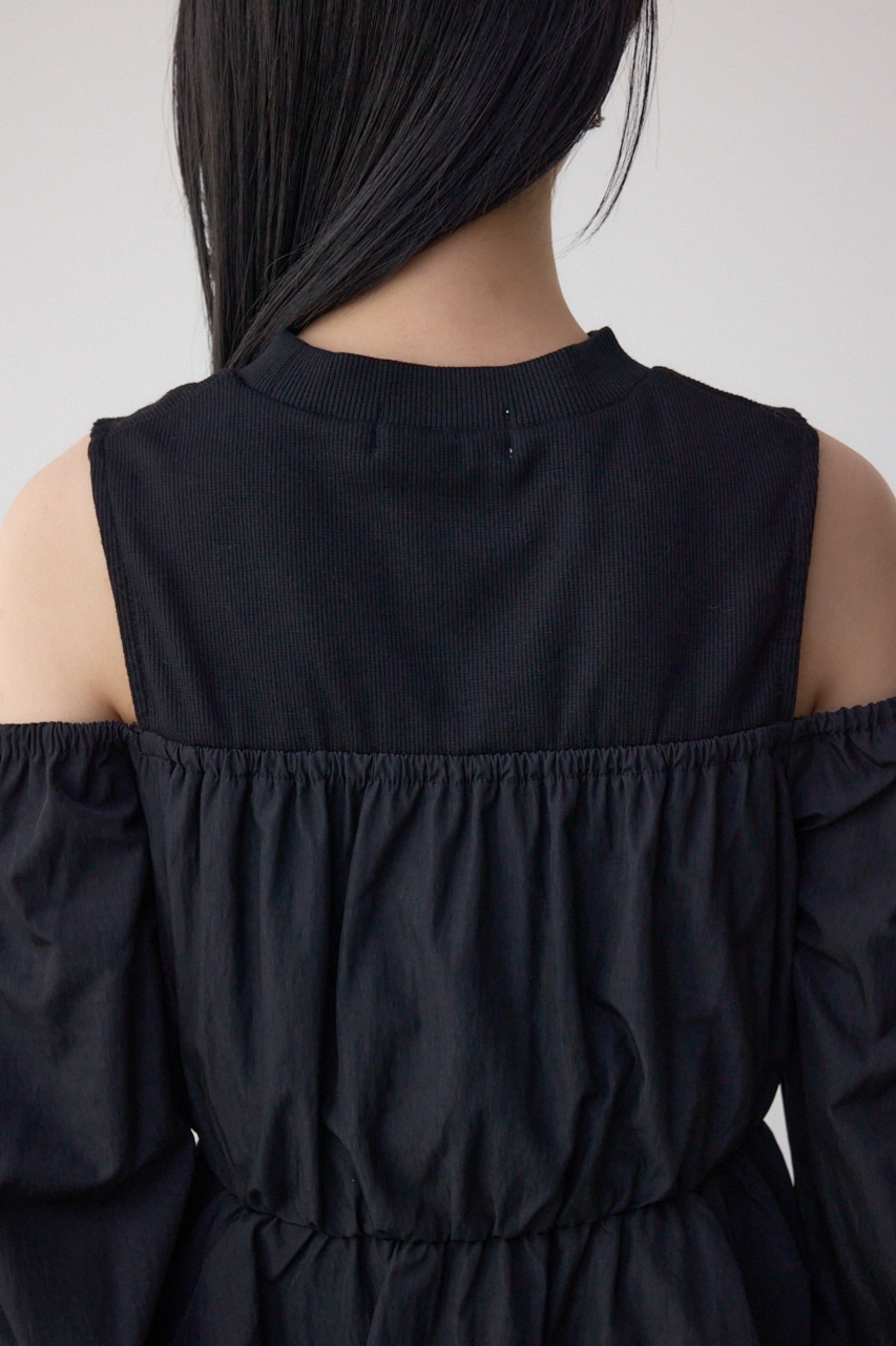 オフショルレイヤードブラウス BLK FREE