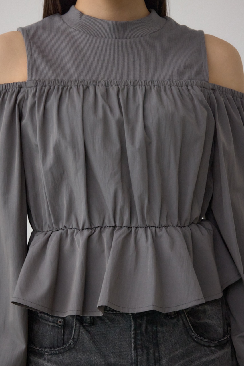 オフショルレイヤードブラウス GRY FREE