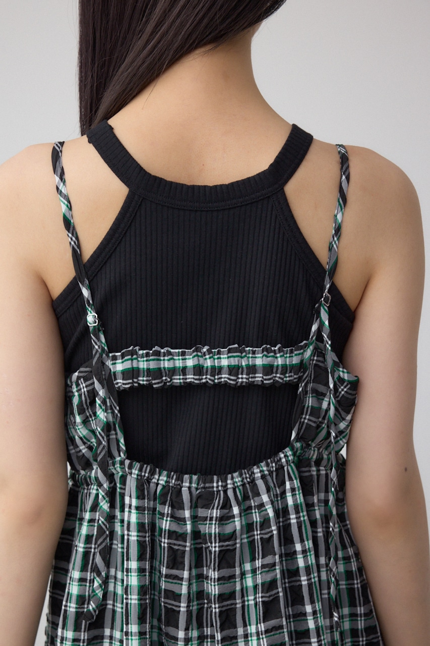 チェックキャミソール2WAYワンピース 柄BLK FREE