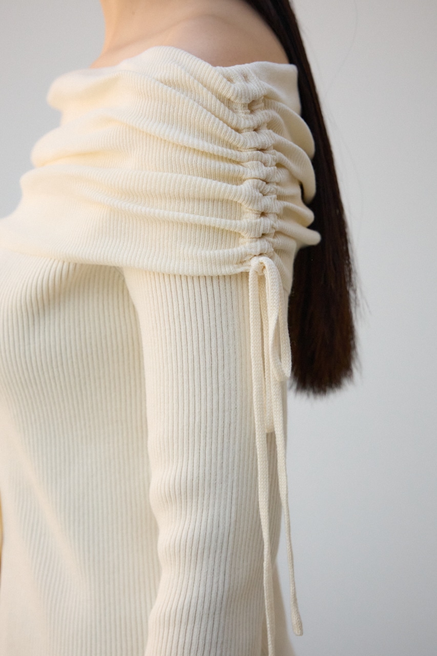 ギャザーオフショルダーニットトップス IVOY FREE