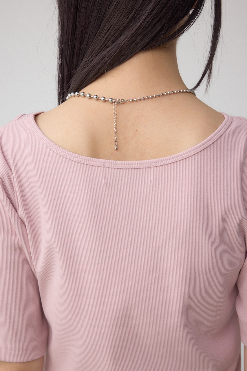 デザインネックショートTシャツ L/PNK FREE