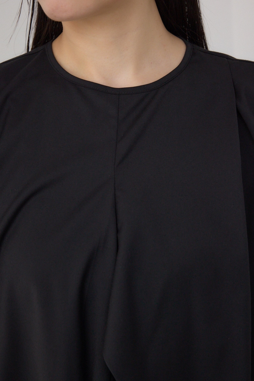 【PLUS】ランダムドレープブラウス BLK FREE