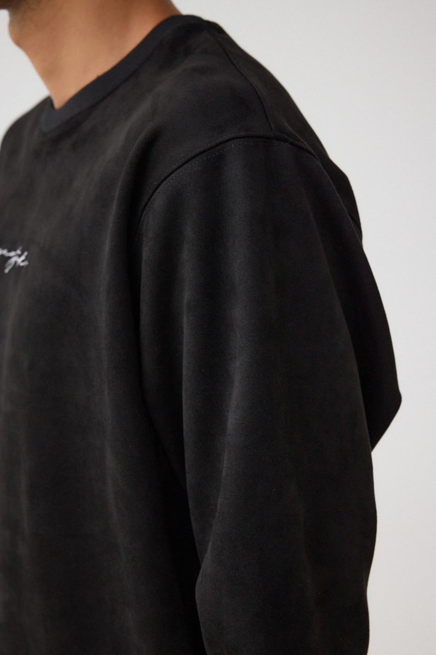 フェイクスウェード刺繍ロゴトップス BLK FREE