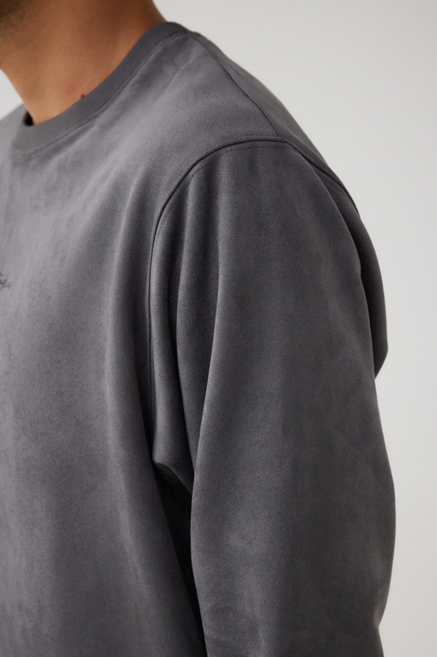 フェイクスウェード刺繍ロゴトップス GRY FREE