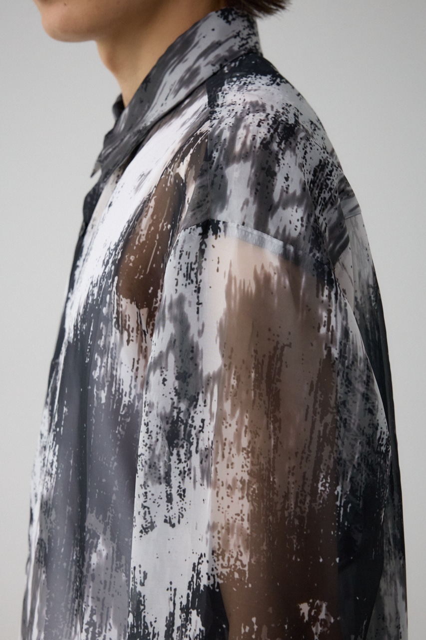 シアー総柄長袖シャツ 柄WHT FREE