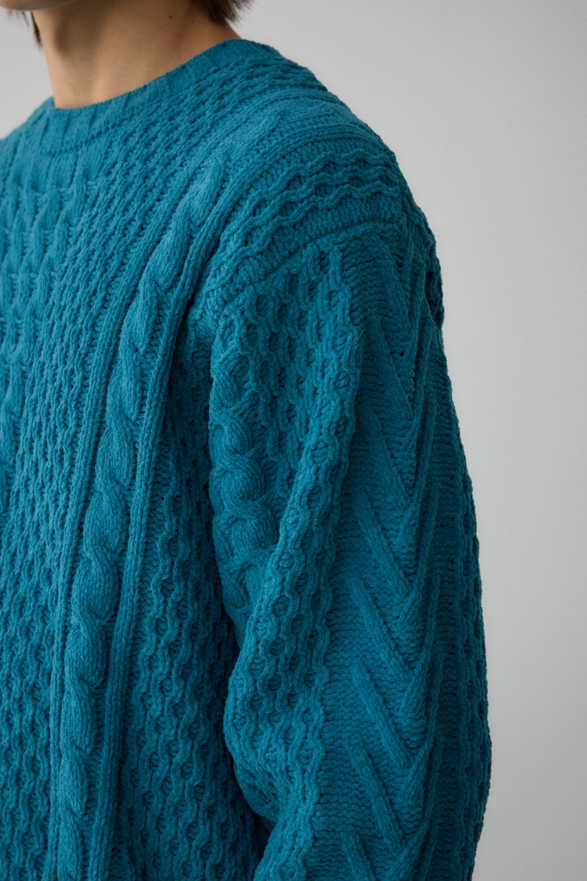 シェニールケーブルニット D/GRN S-M