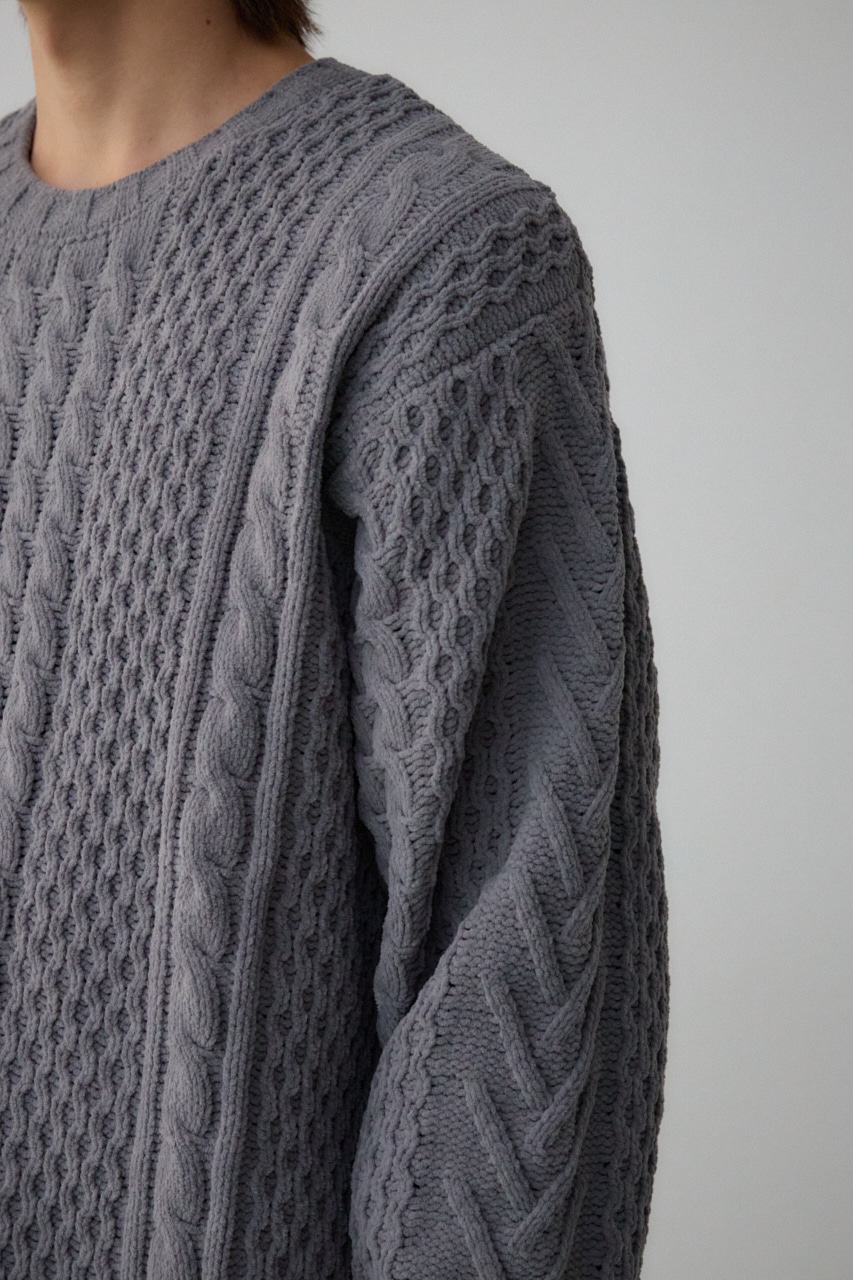 シェニールケーブルニット GRY S-M