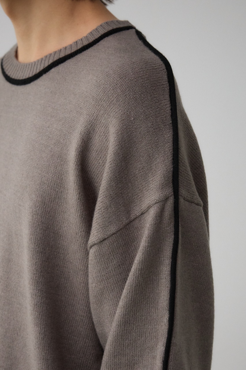 配色パイピングニット GRY FREE