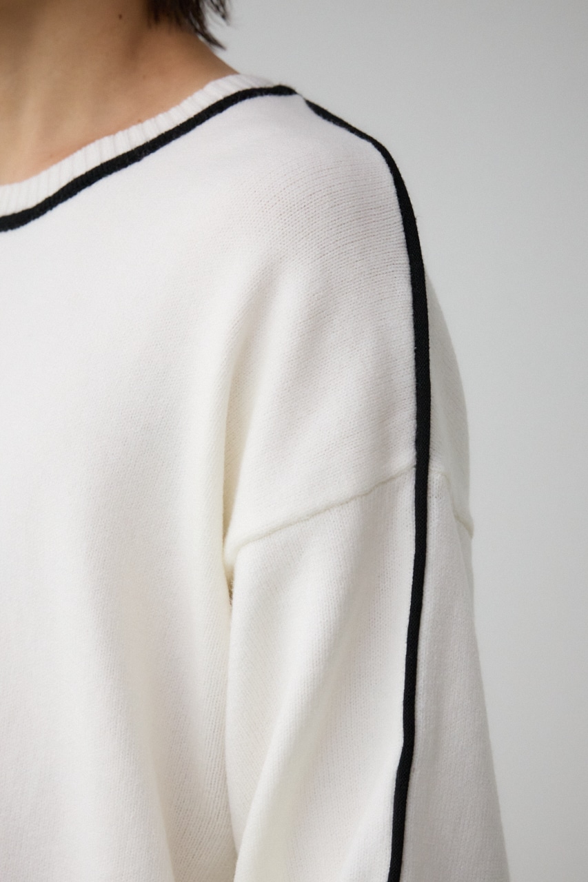 配色パイピングニット O/WHT FREE