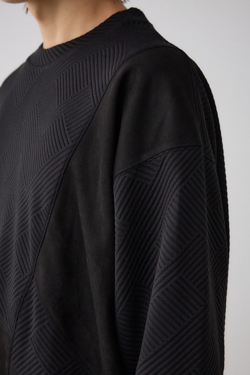 異素材スウィッチングプルオーバー 柄BLK M