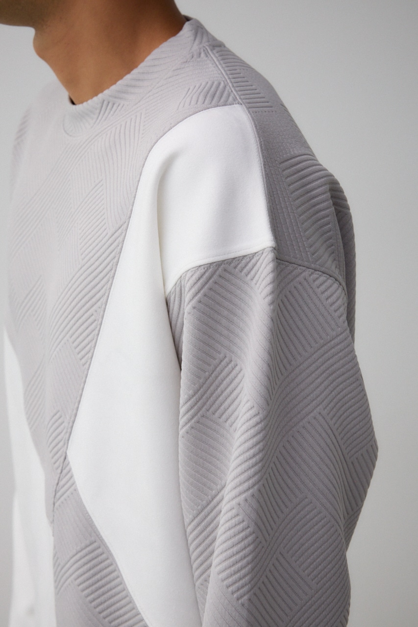 異素材スウィッチングプルオーバー 柄WHT L