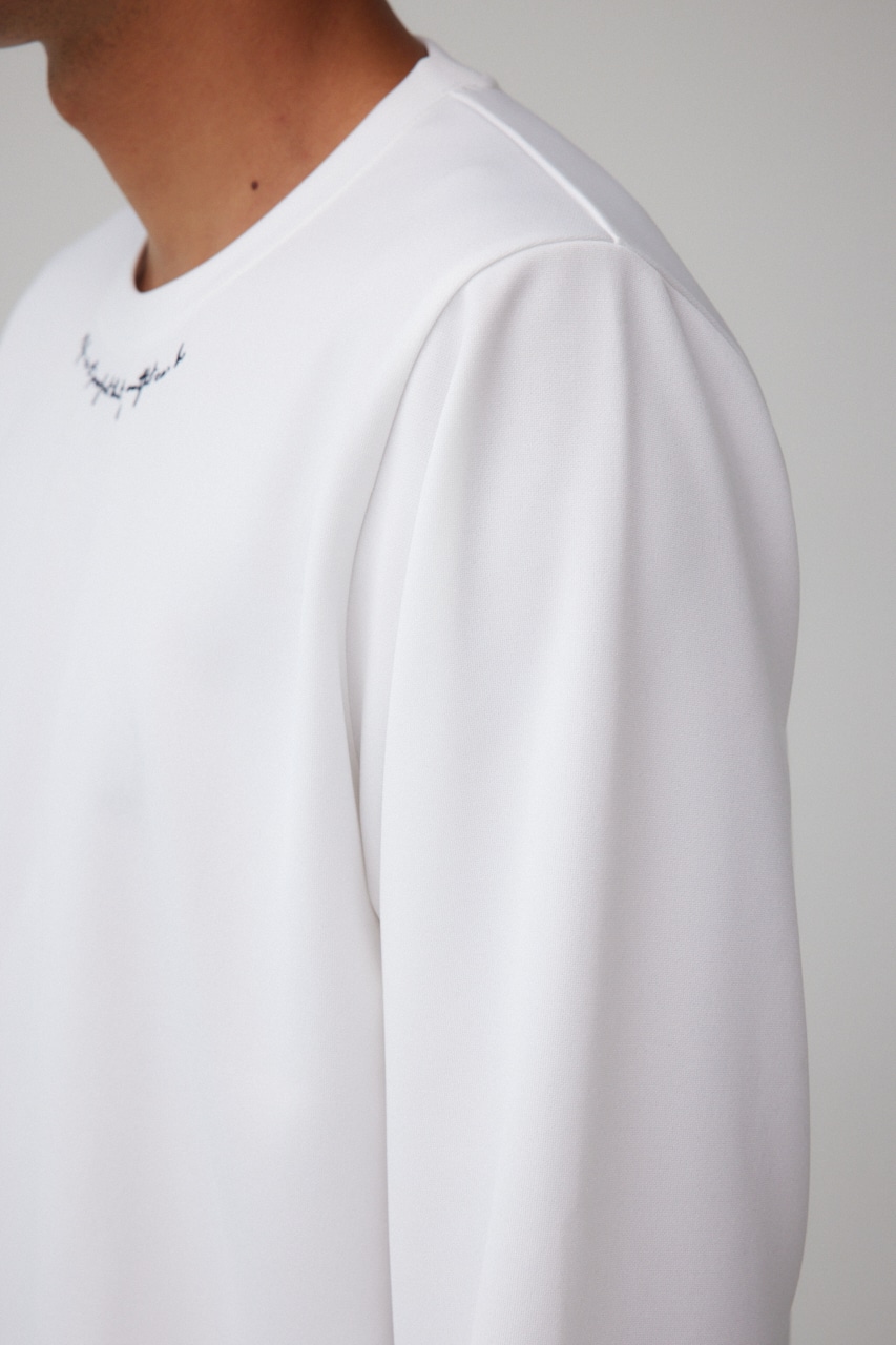 ポンチ刺繍ロングTシャツ WHT M