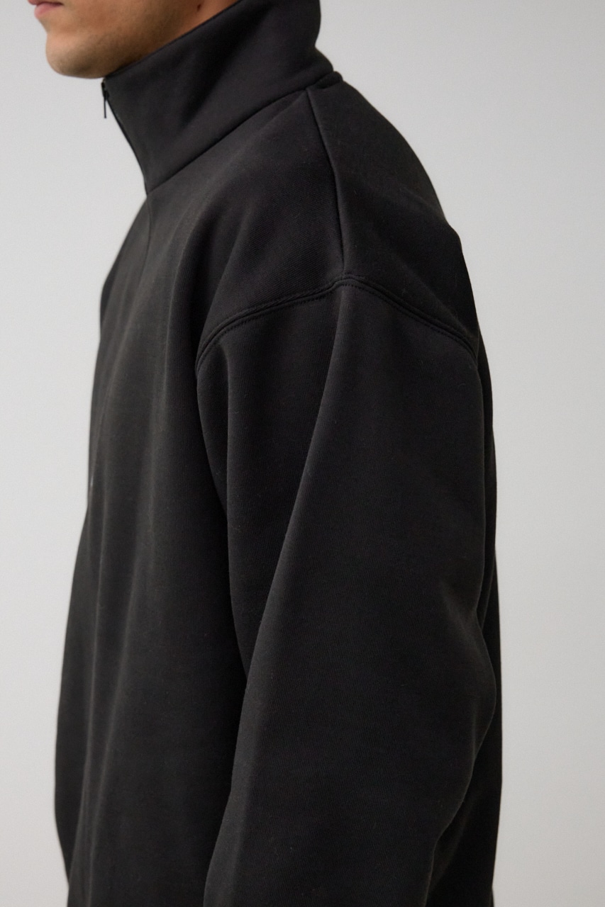 裏起毛ロゴハーフジッププルオーバー BLK FREE