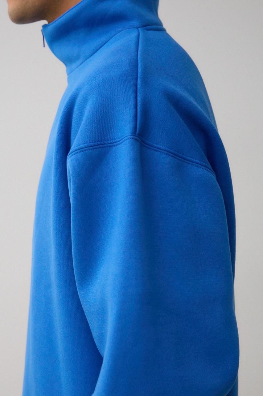 裏起毛ロゴハーフジッププルオーバー BLU FREE