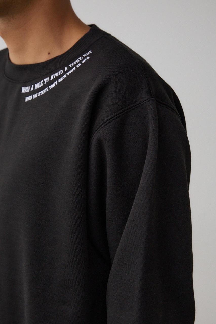 裏起毛ネック刺繍プルオーバー BLK L
