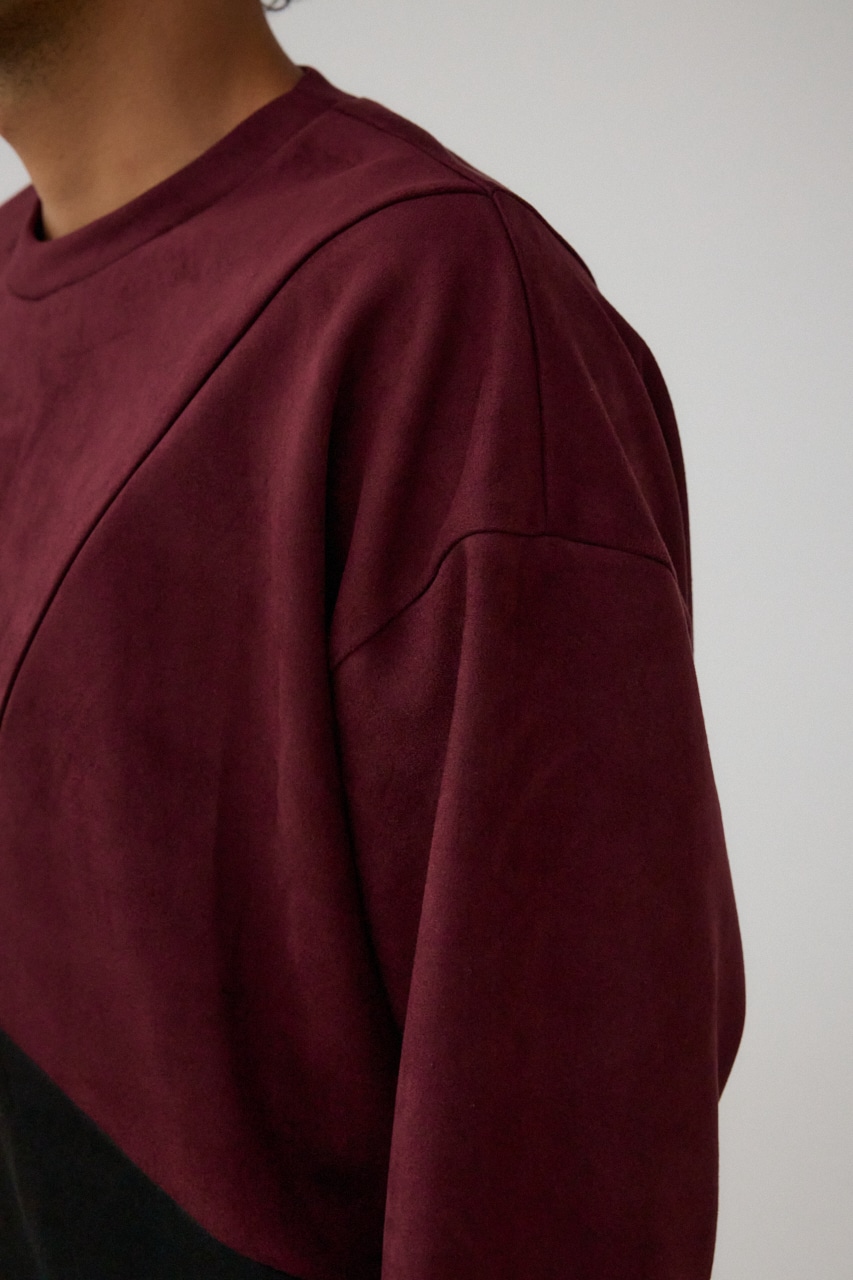 フェイクスウェードパネル切替トップス 柄BRD FREE