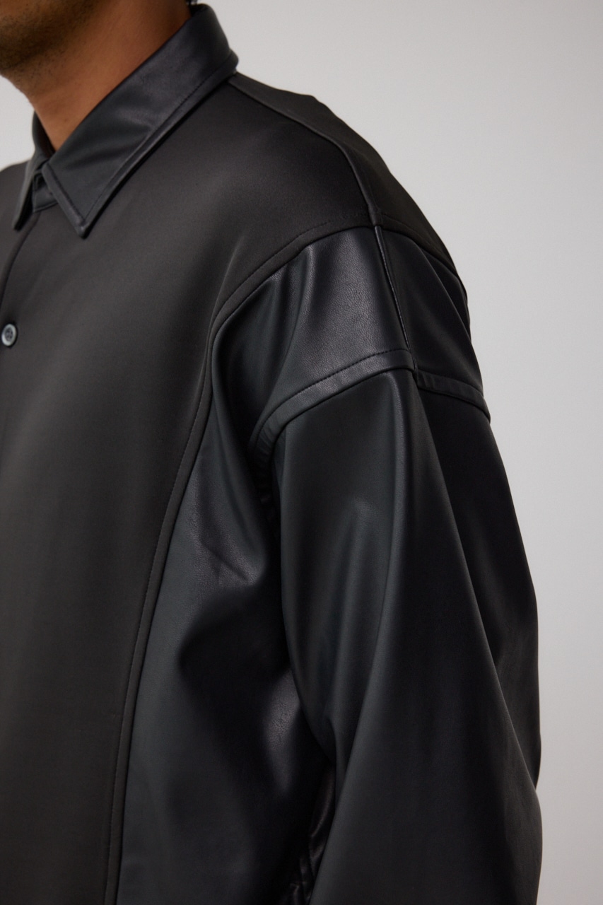 フェイクレザースウィッチングシャツ 柄BLK FREE