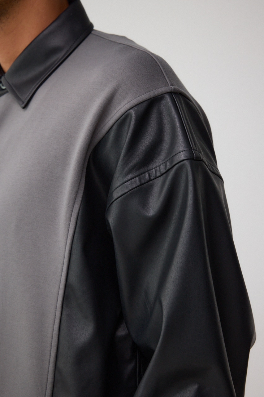 フェイクレザースウィッチングシャツ 柄GRY FREE