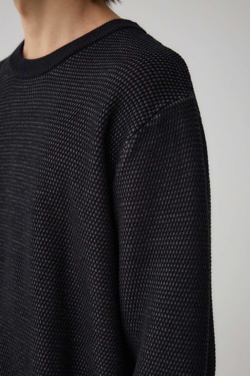 ハニカムベーシッククルーネックニット BLK M