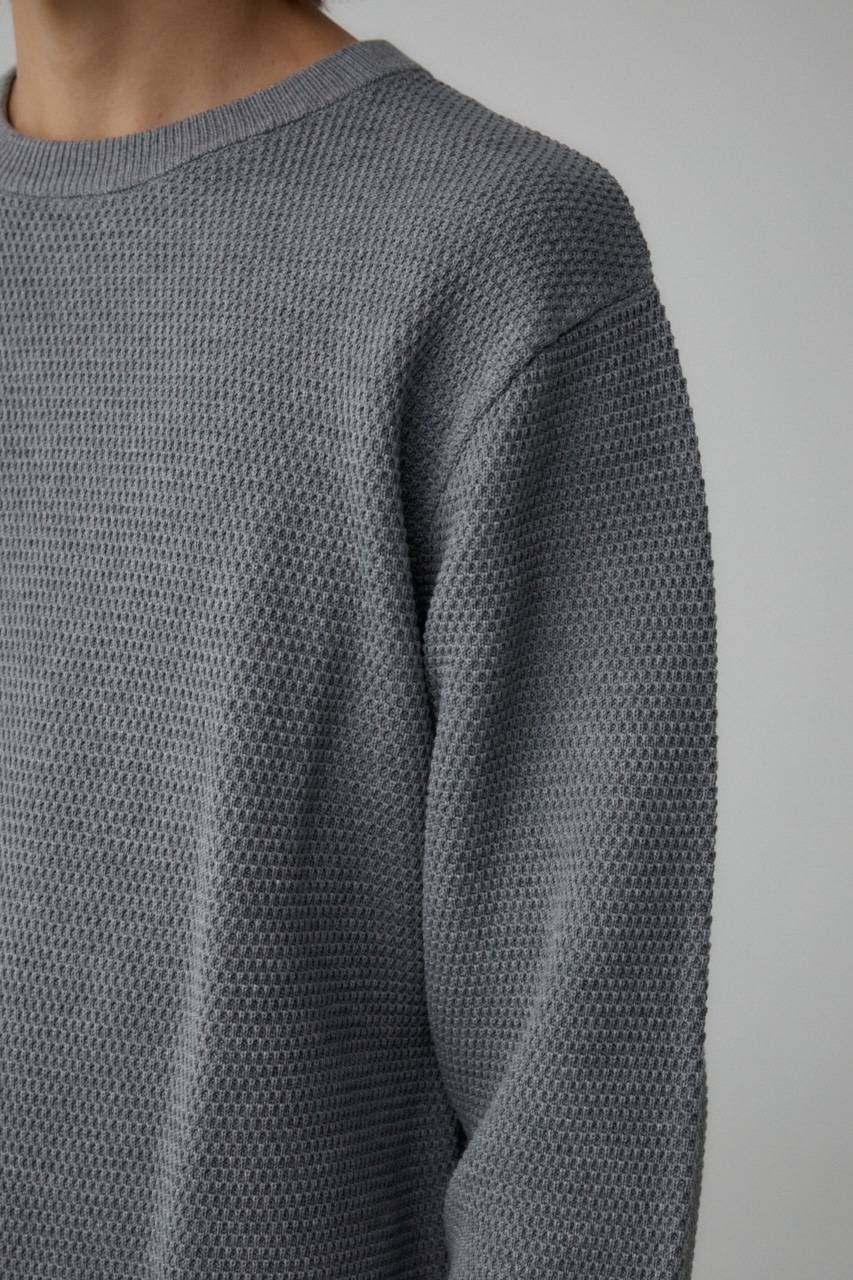 ハニカムベーシッククルーネックニット GRY M