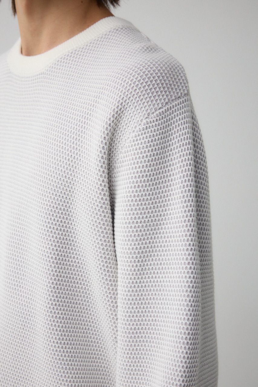 ハニカムベーシッククルーネックニット WHT L