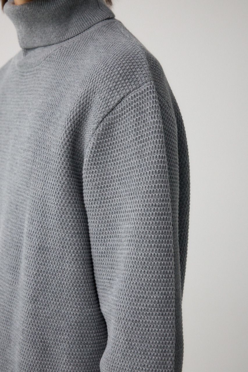 ハニカムタートルネックニット GRY M