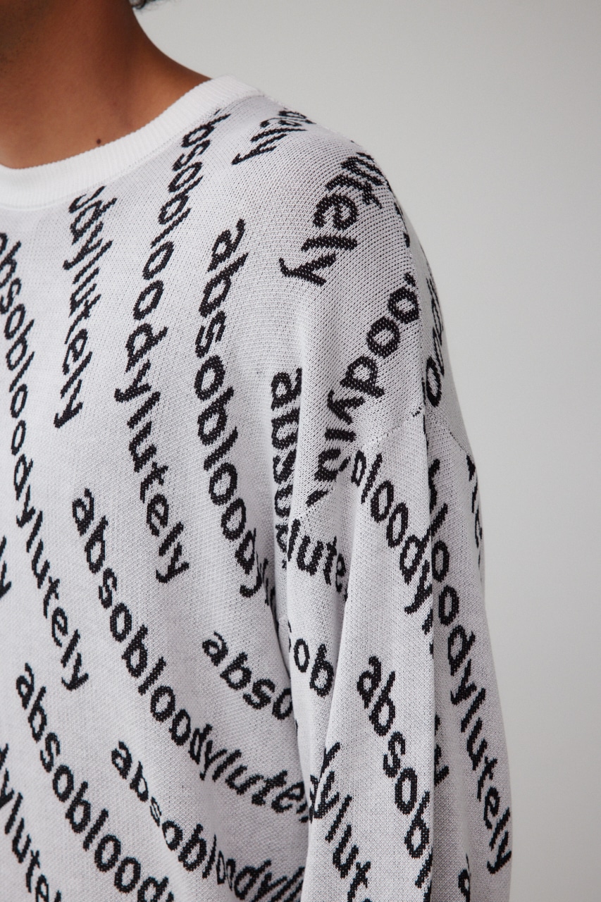 総柄ジャガードニットトップス 柄WHT FREE