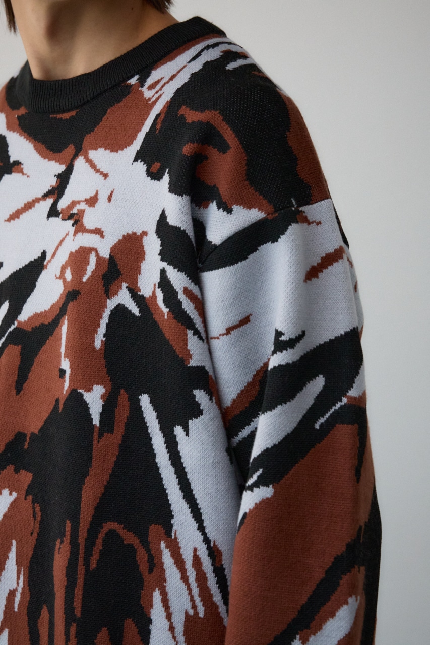 アグリゲーションジャガードニット 柄BRN M