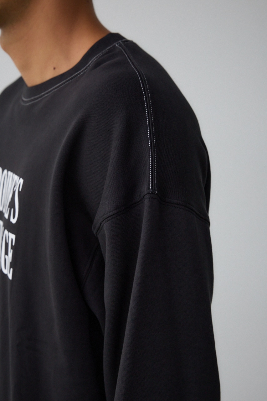 裏起毛配色ステッチトップス BLK L