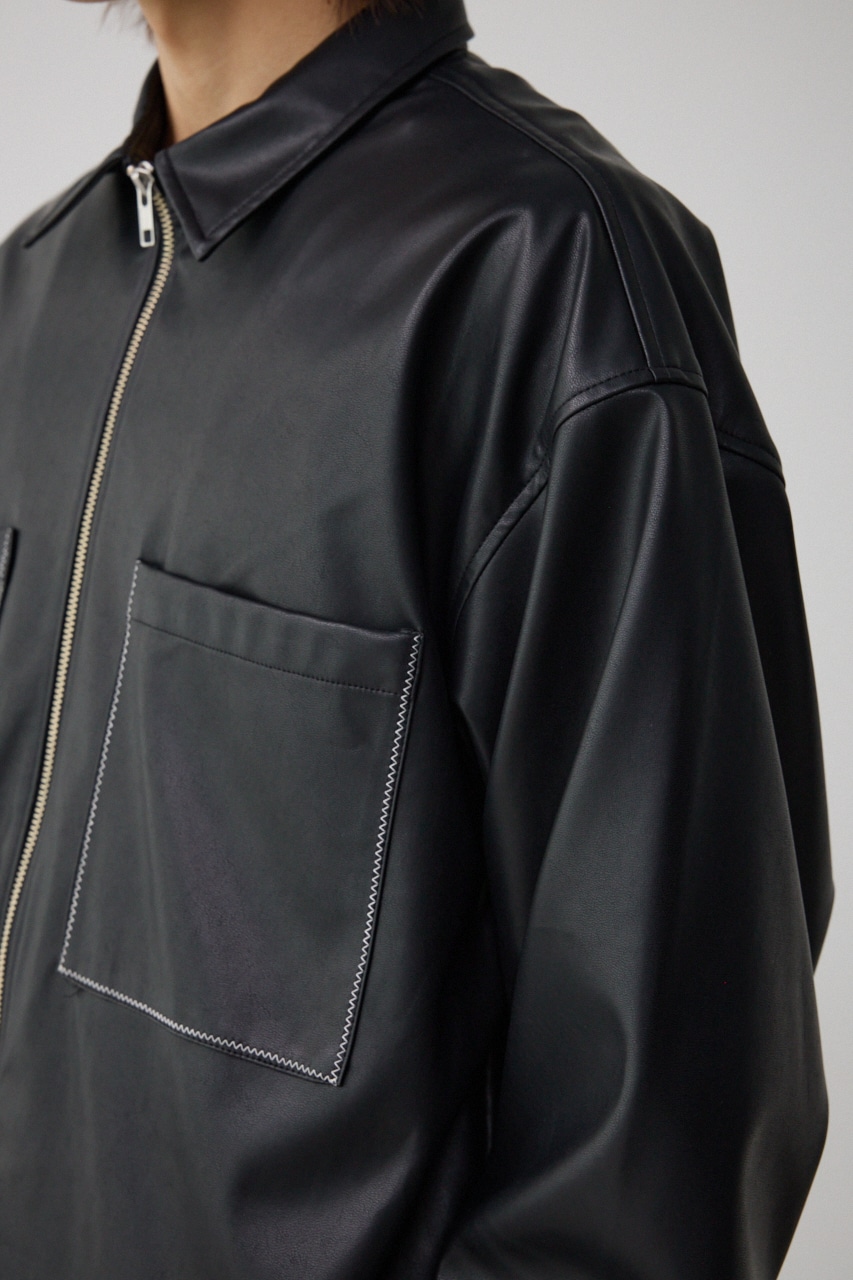 フェイクレザーCPOシャツ BLK FREE