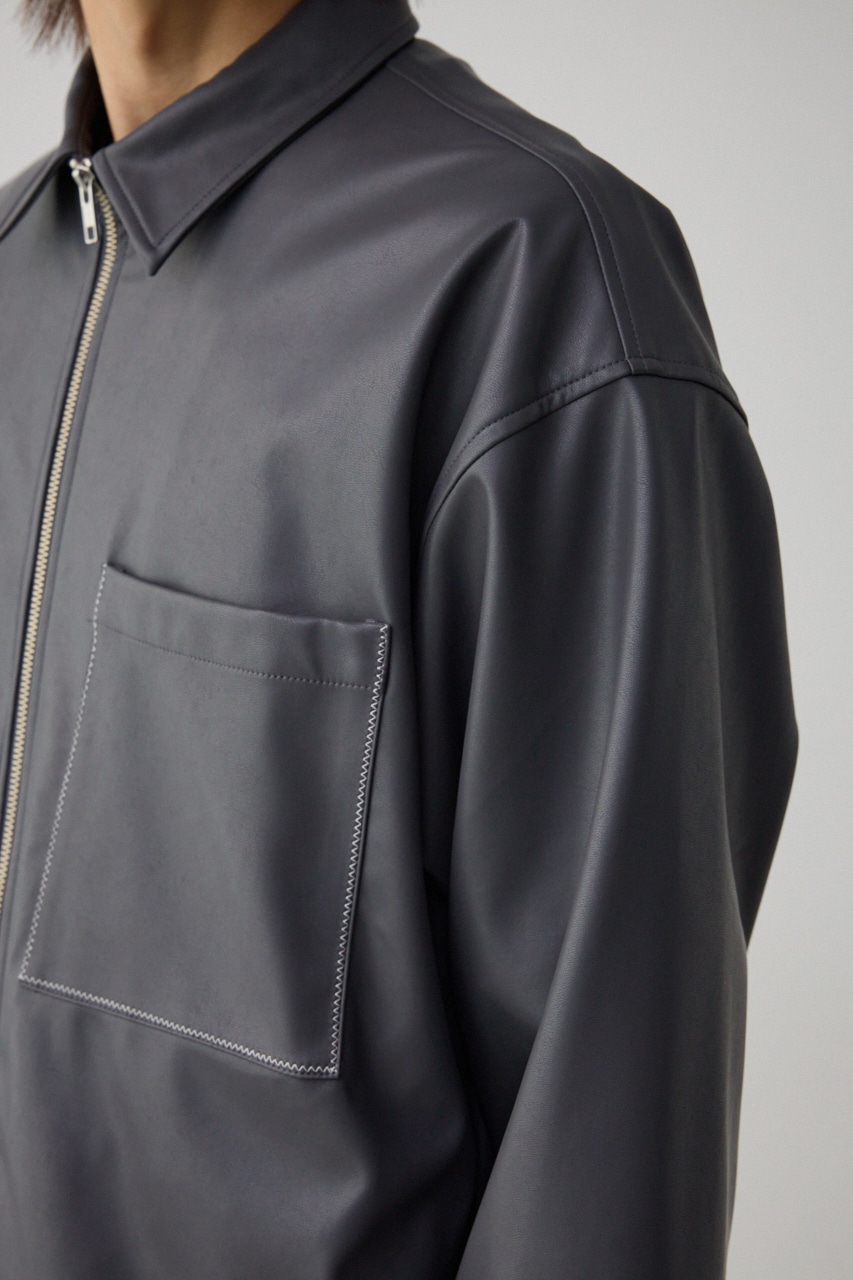 フェイクレザーCPOシャツ C.GRY FREE