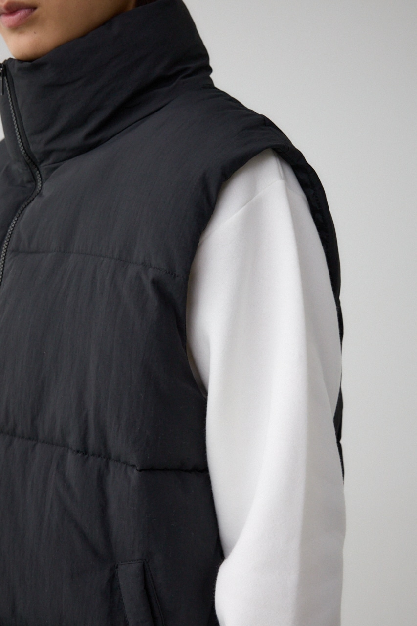 スタンドカラー中綿ベスト BLK FREE