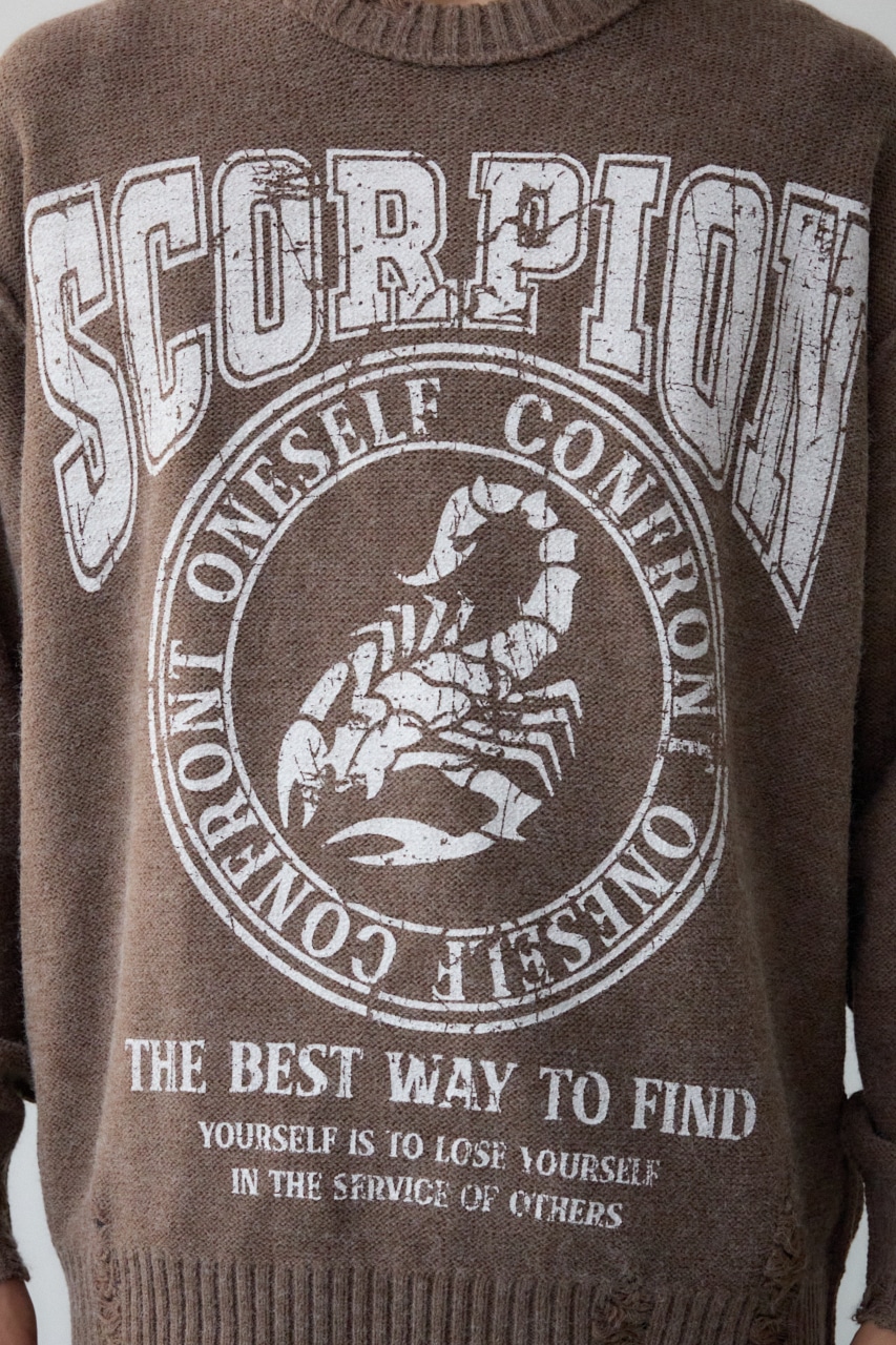 リバーシブルダメージニット BEG FREE