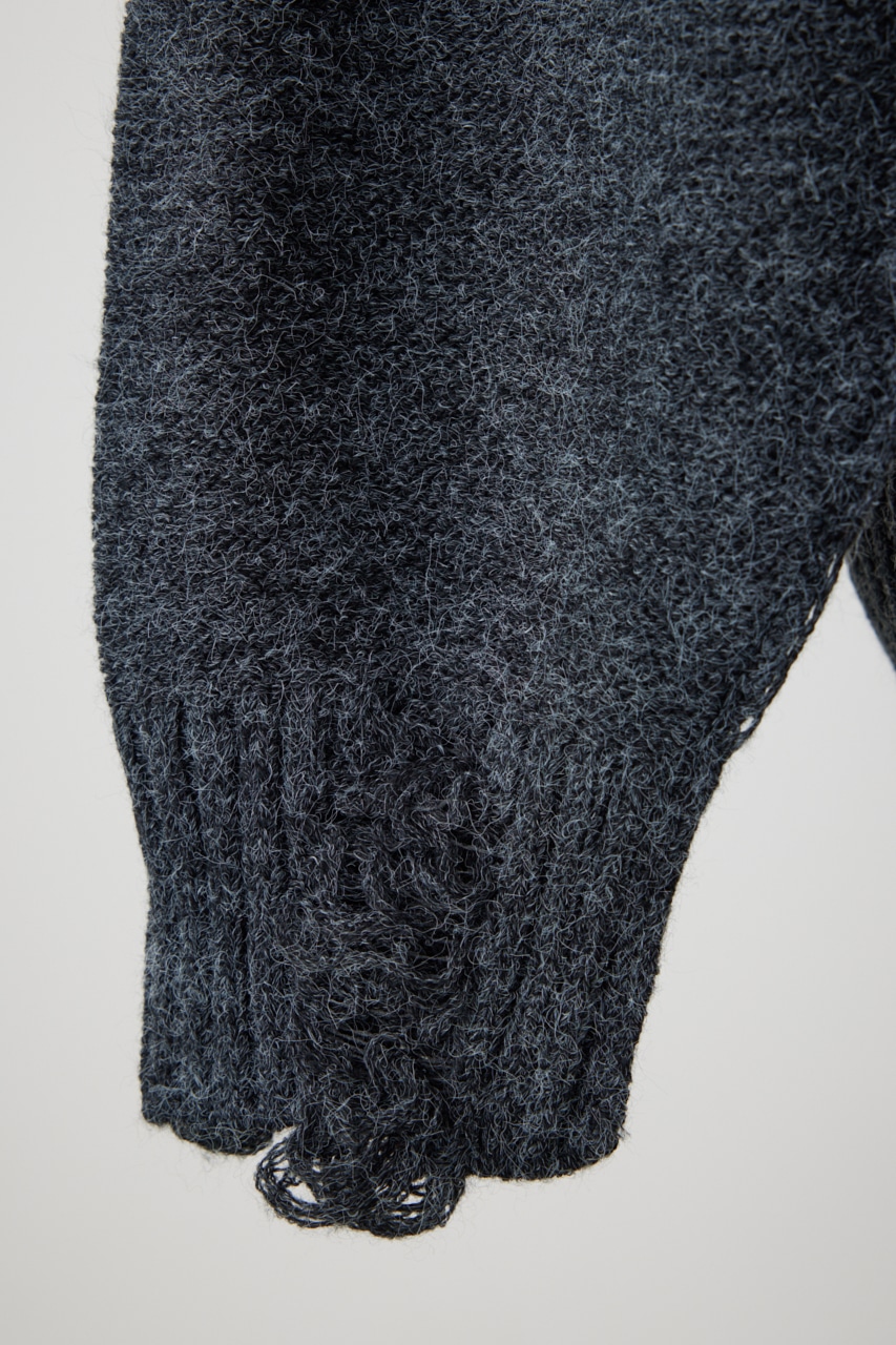 リバーシブルダメージニット C.GRY FREE