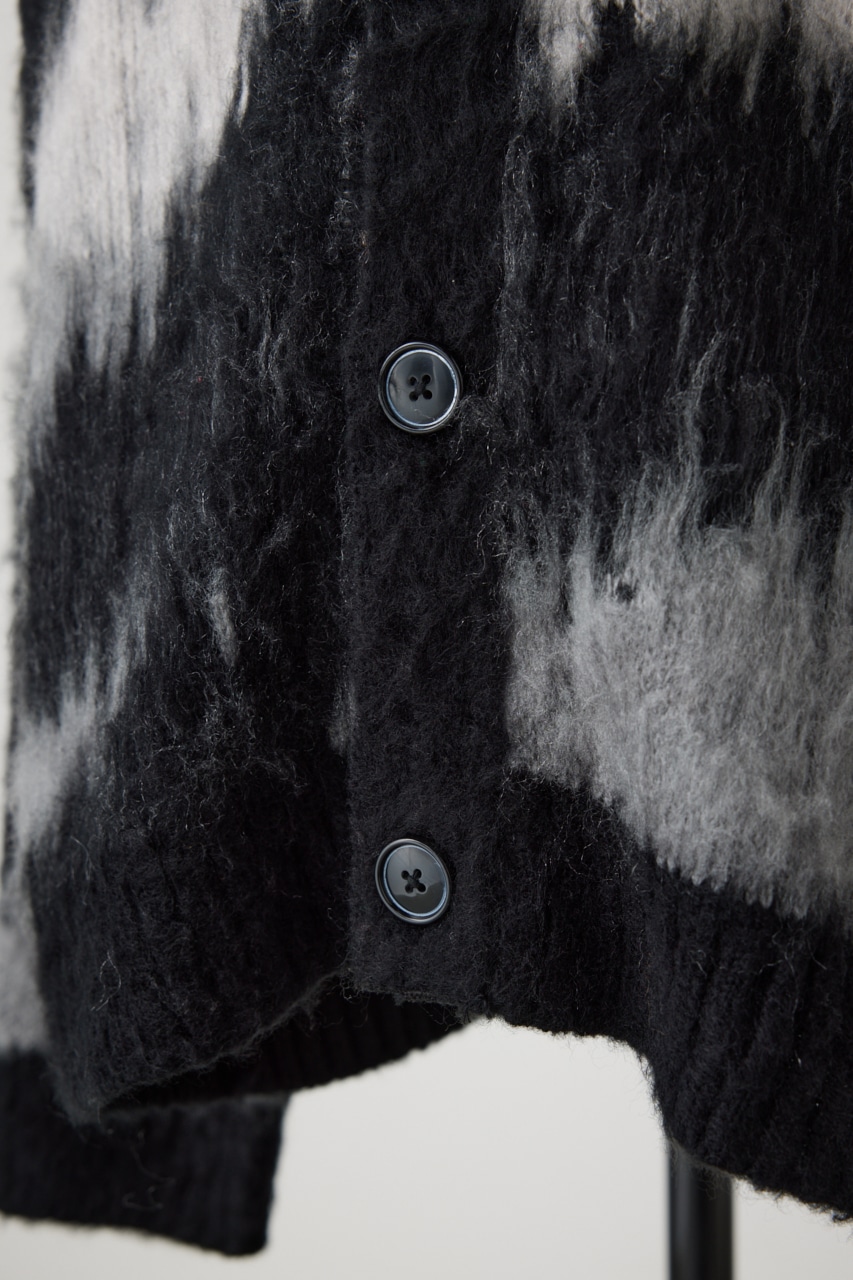 総柄モヘアライクカーディガン 柄BLK FREE