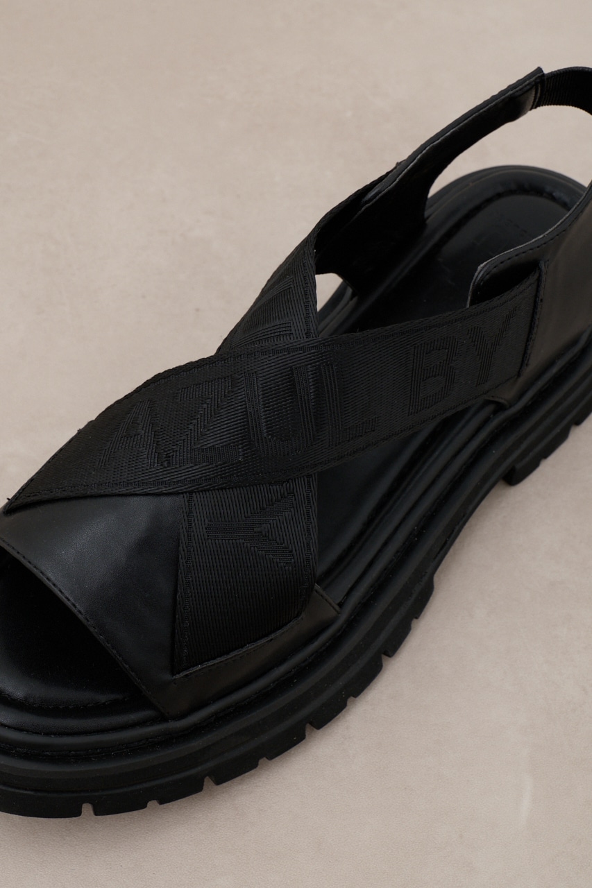 ジャガードロゴテープサンダル BLK M
