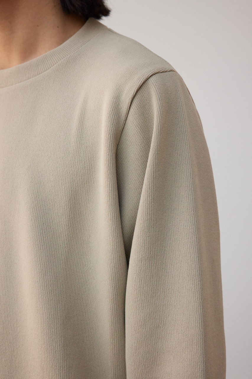 シャツレイヤードスリットニットソー BEG M