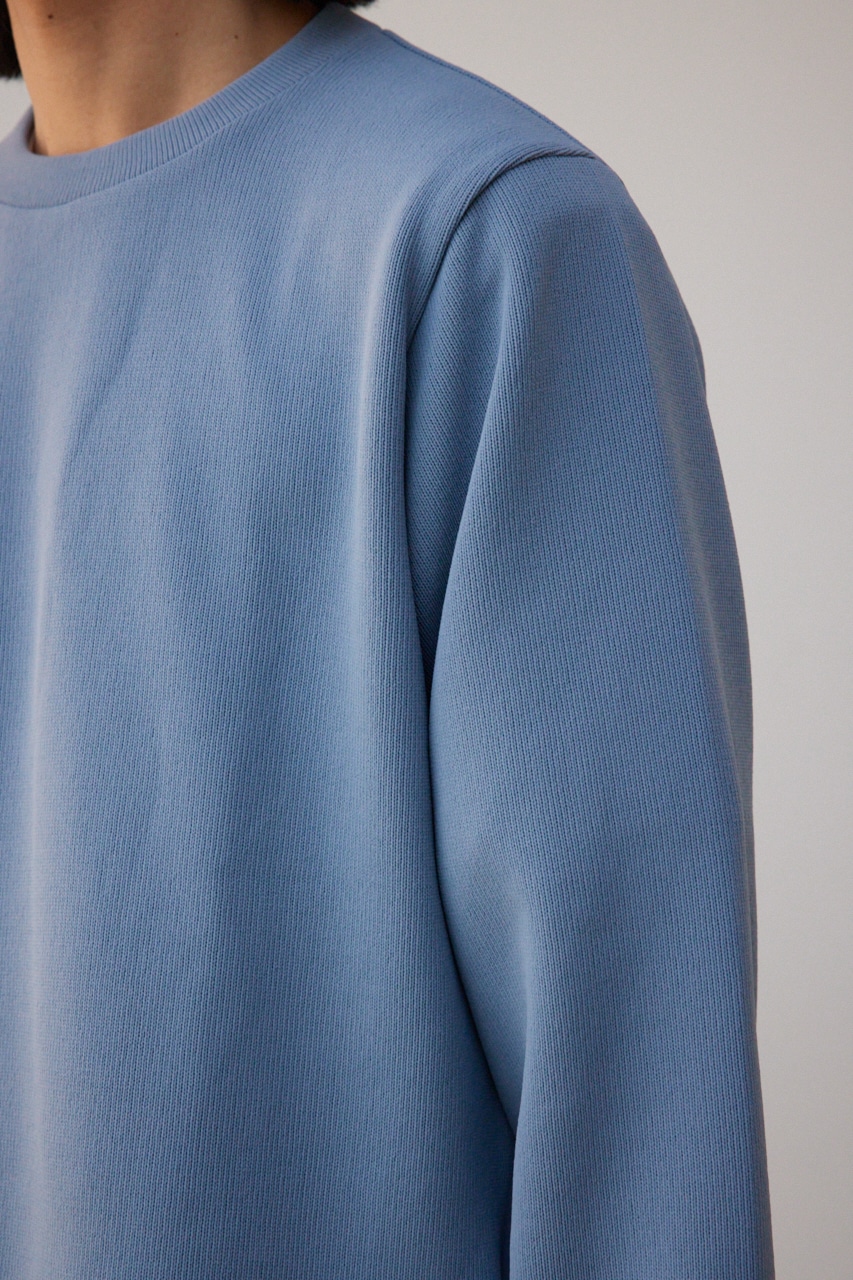 シャツレイヤードスリットニットソー BLU M