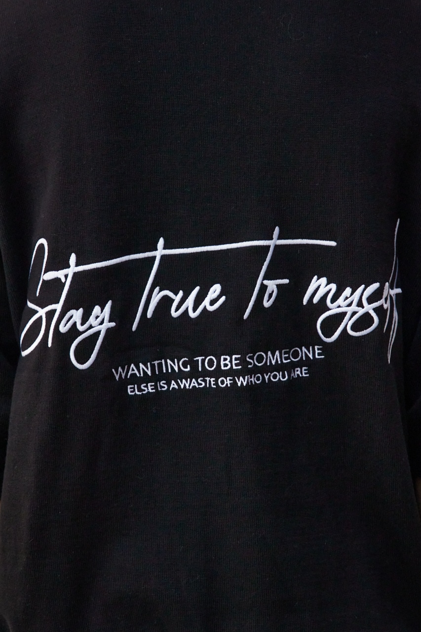 3D刺繍半袖ニットトップス BLK FREE