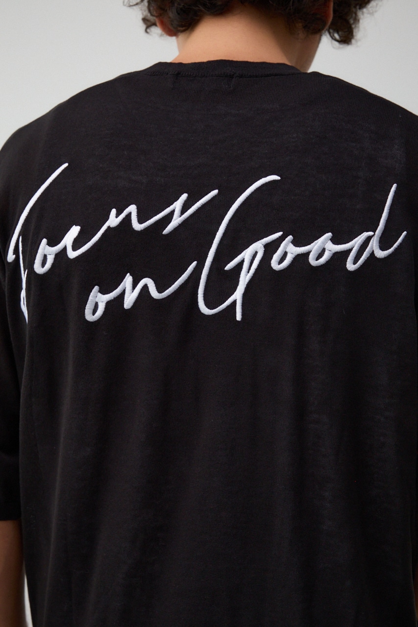 サマーニットグラフィックトップス BLK FREE