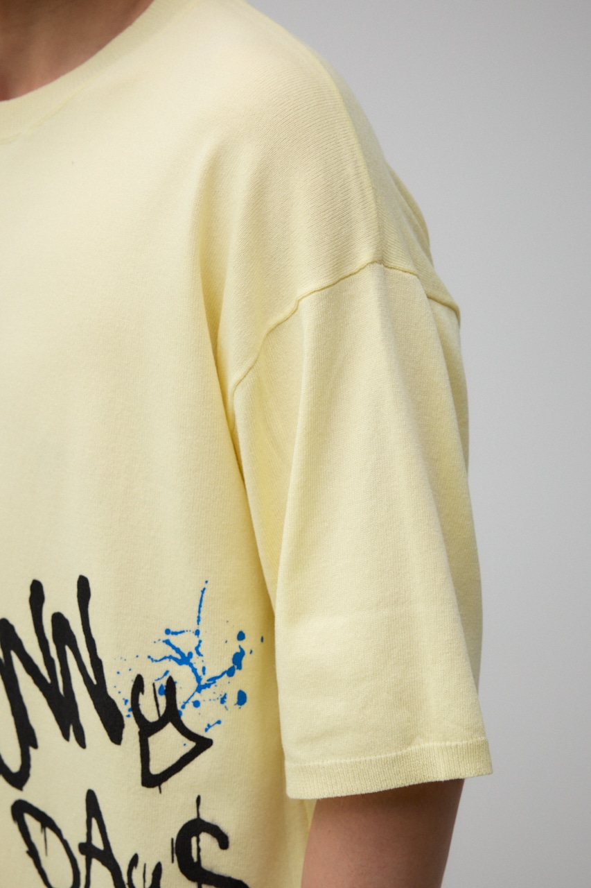 ペイントグラフィックニットトップス L/YEL FREE