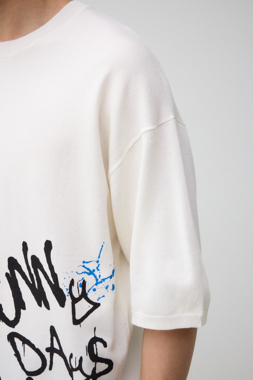 ペイントグラフィックニットトップス WHT FREE