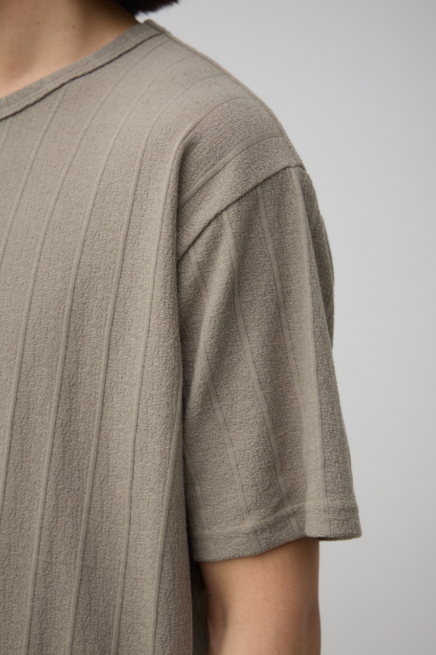 シャドウストライプクルーネックTシャツ L/KHA L