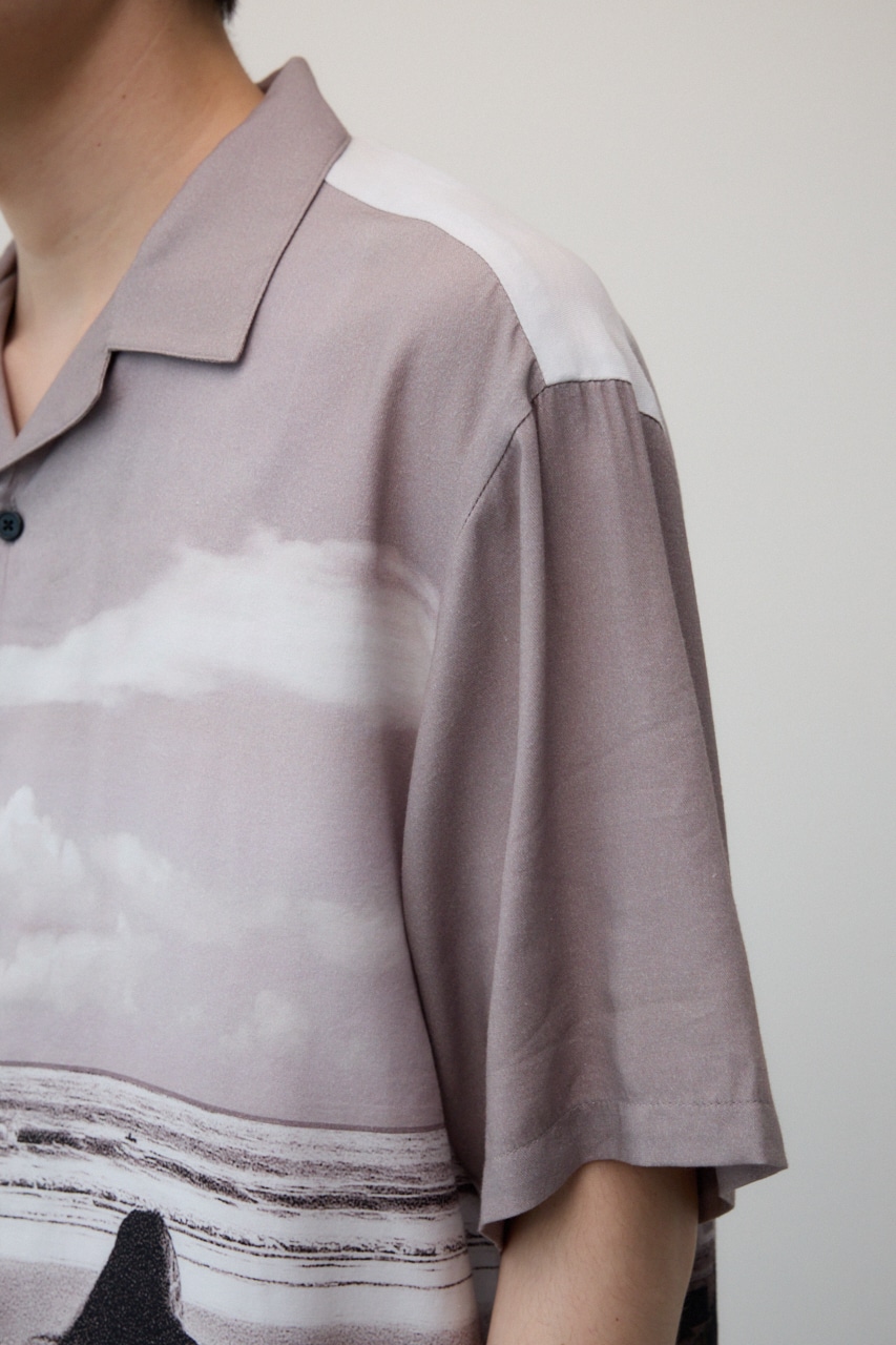 ビンテージ風サーフフォトシャツ 柄BEG FREE