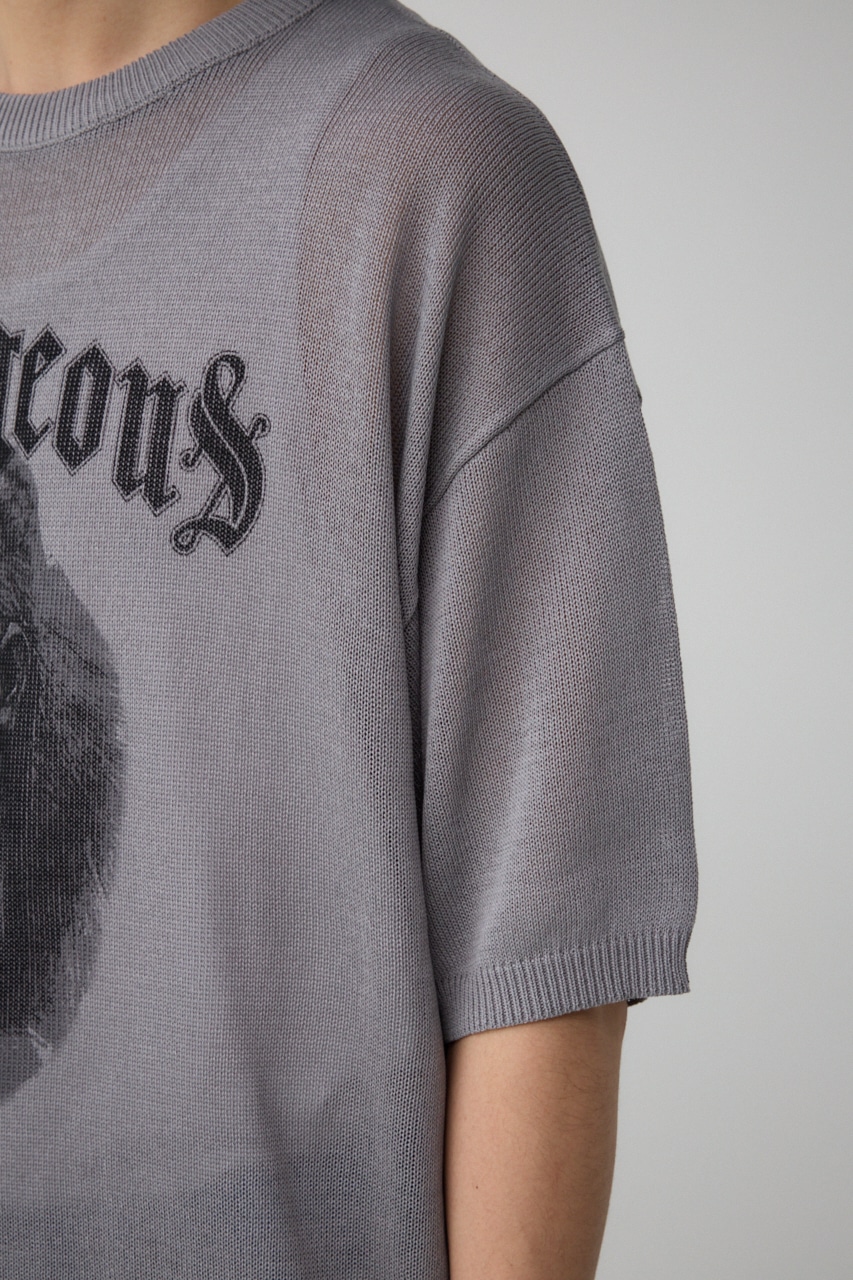 Couragcousプリント半袖ニット GRY FREE