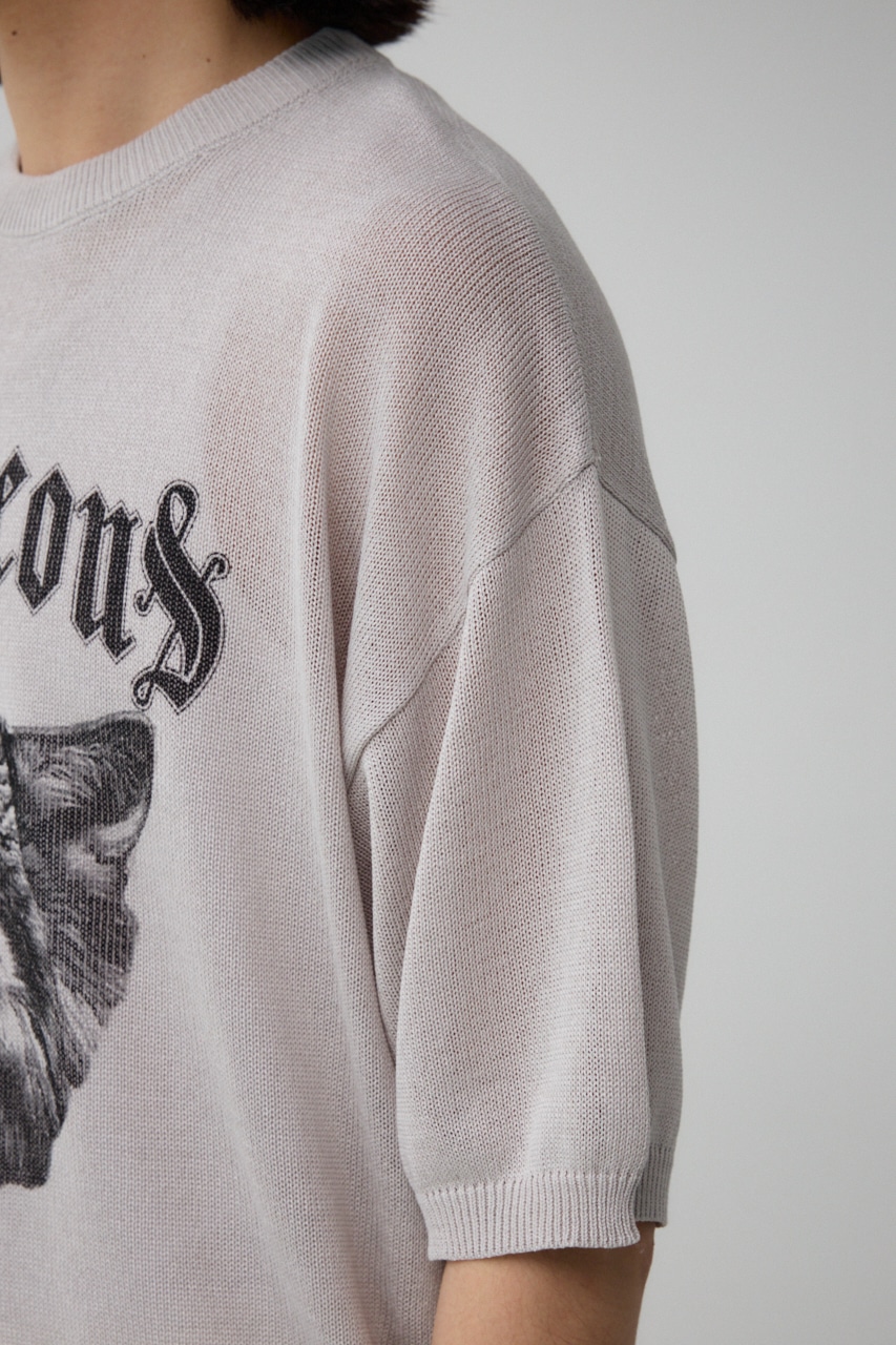 Couragcousプリント半袖ニット L/GRY FREE