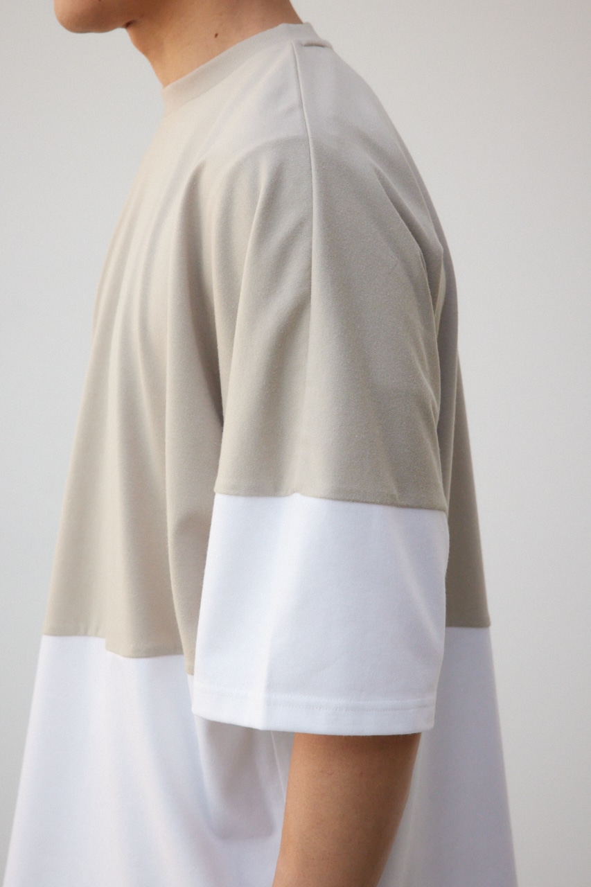 スイッチングバイカラートップス 柄BEG FREE