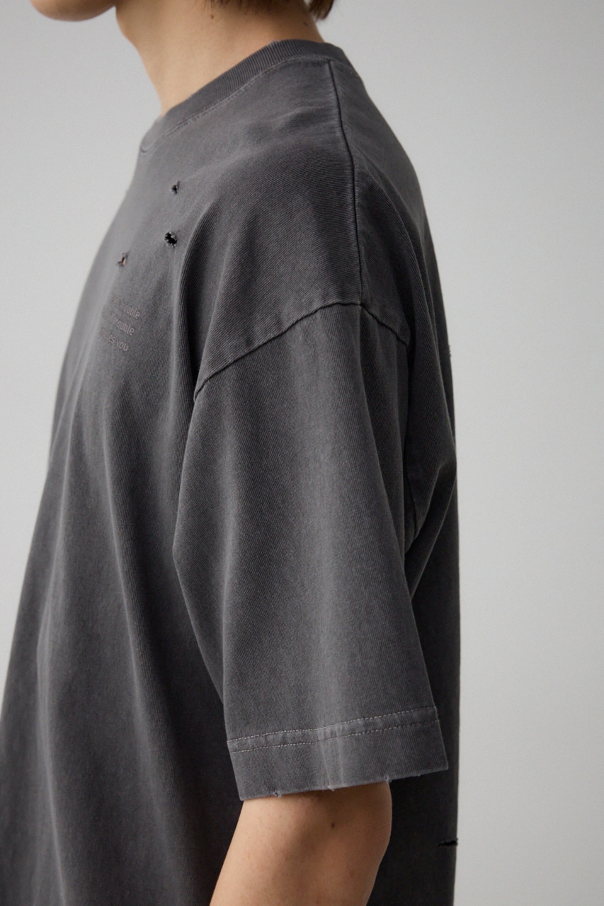 ピグメントダメージTシャツ BLK FREE